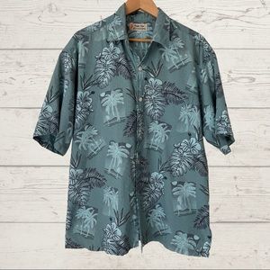 Paradise Island Button-up Aloha Shirt~ blue island pattern~ SIZE XXL~ GUC